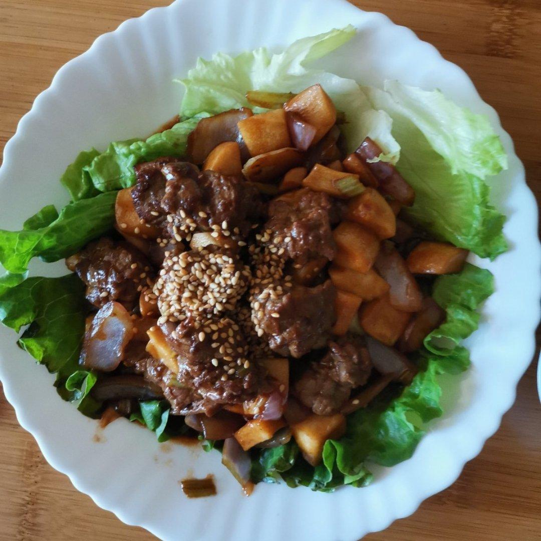 杏鲍菇炒牛肉粒