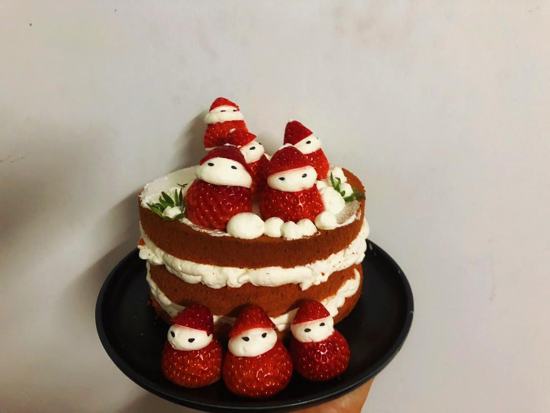 圣诞草莓雪人裸蛋糕～超简单懒人版