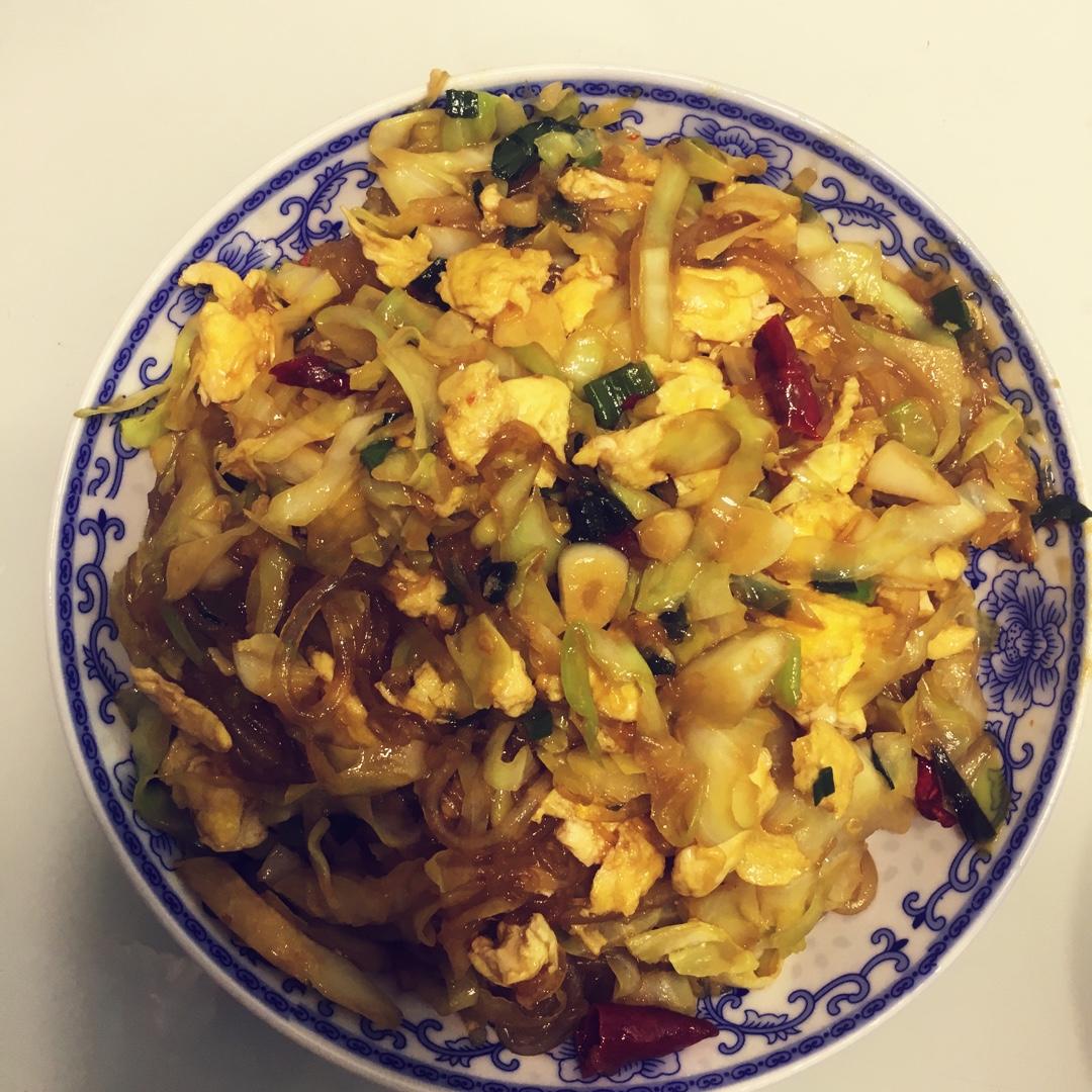包菜粉丝炒鸡蛋