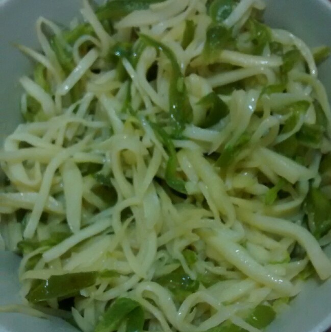 茭白青椒肉丝炒毛豆