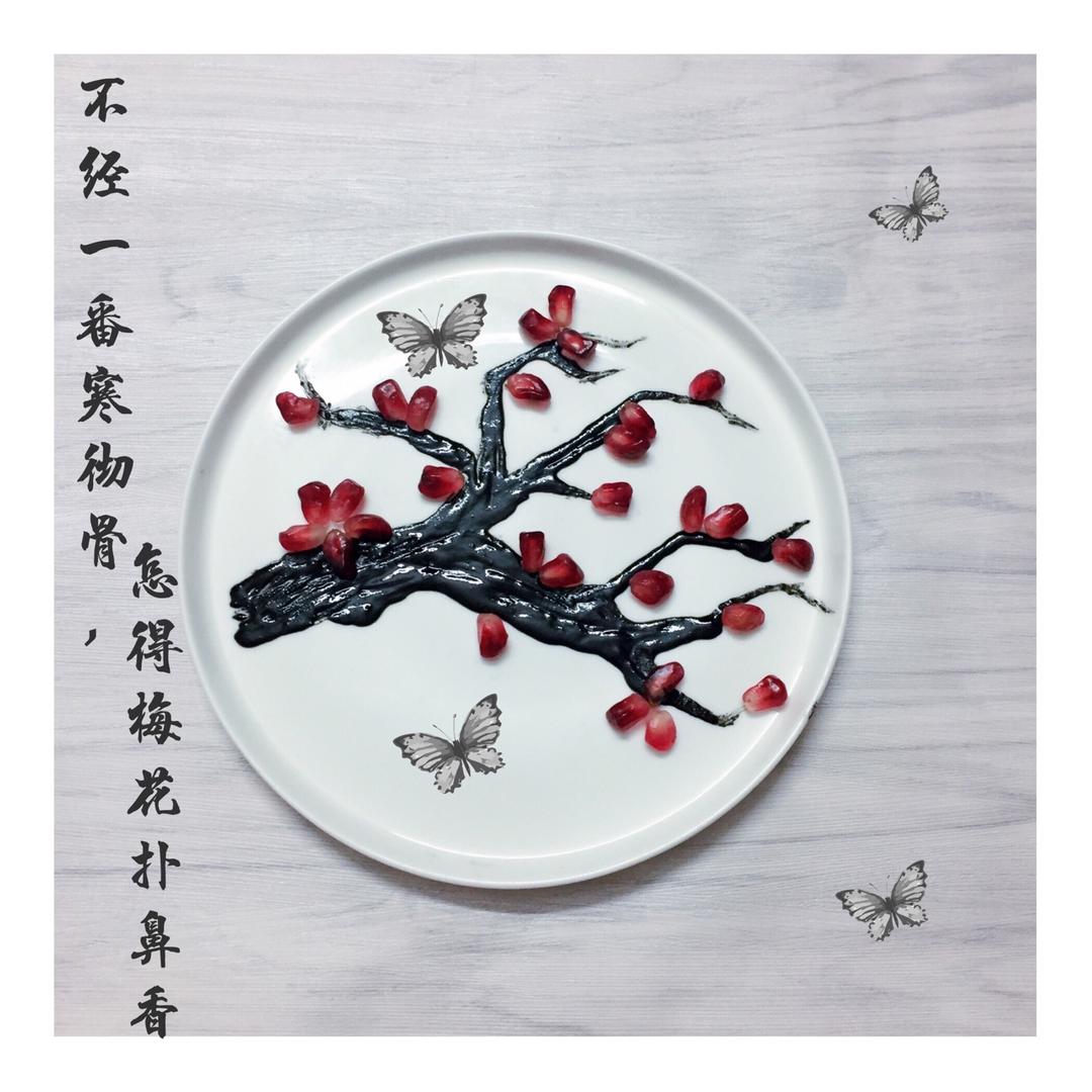 超简单的梅花水果摆盘