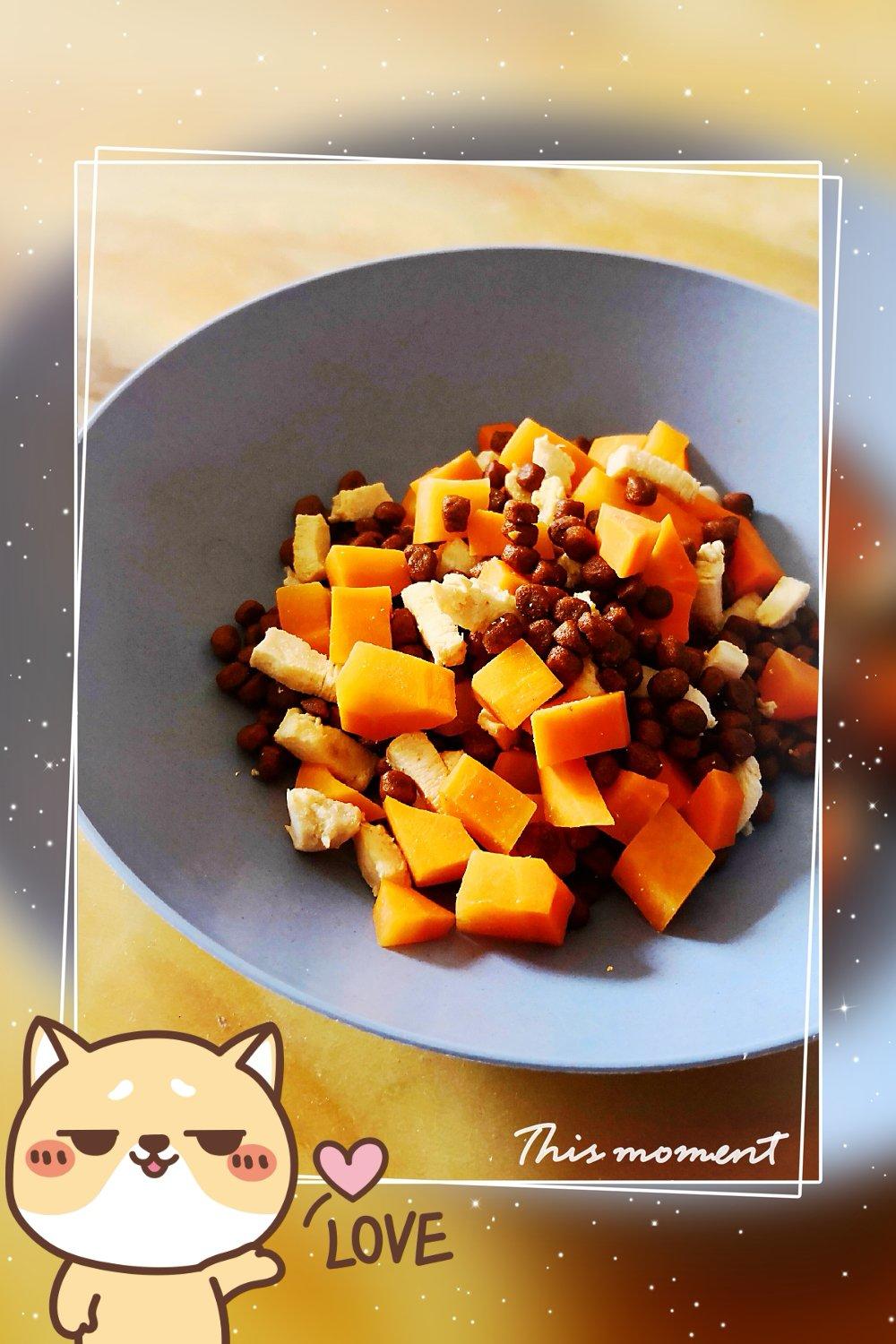 狗狗食谱-鸡胸肉拌狗粮