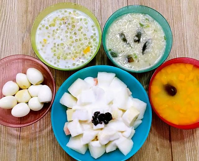 【特百惠保温杯营养早餐食谱2】酸奶水果色拉＋皮蛋虾皮粥的做法