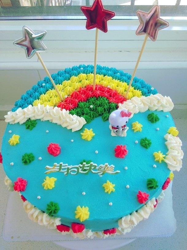 孩子生日蛋糕裱花可爱版8寸表情包