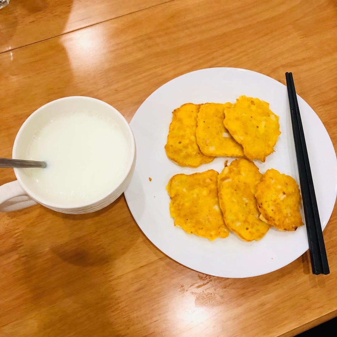 减脂早餐-大葱鸡蛋玉米面饼(研究玉米面怎么做不难吃之一)