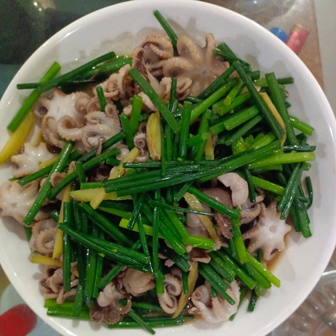 韭菜苔炒八爪鱼
