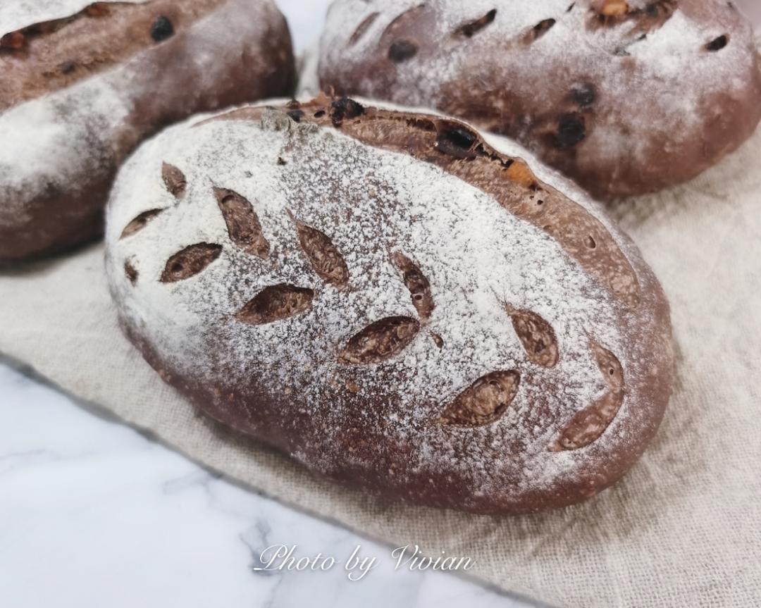 无油无蛋奶超低糖还很好吃的液种橘香黑巧克力面包（备忘录）的做法