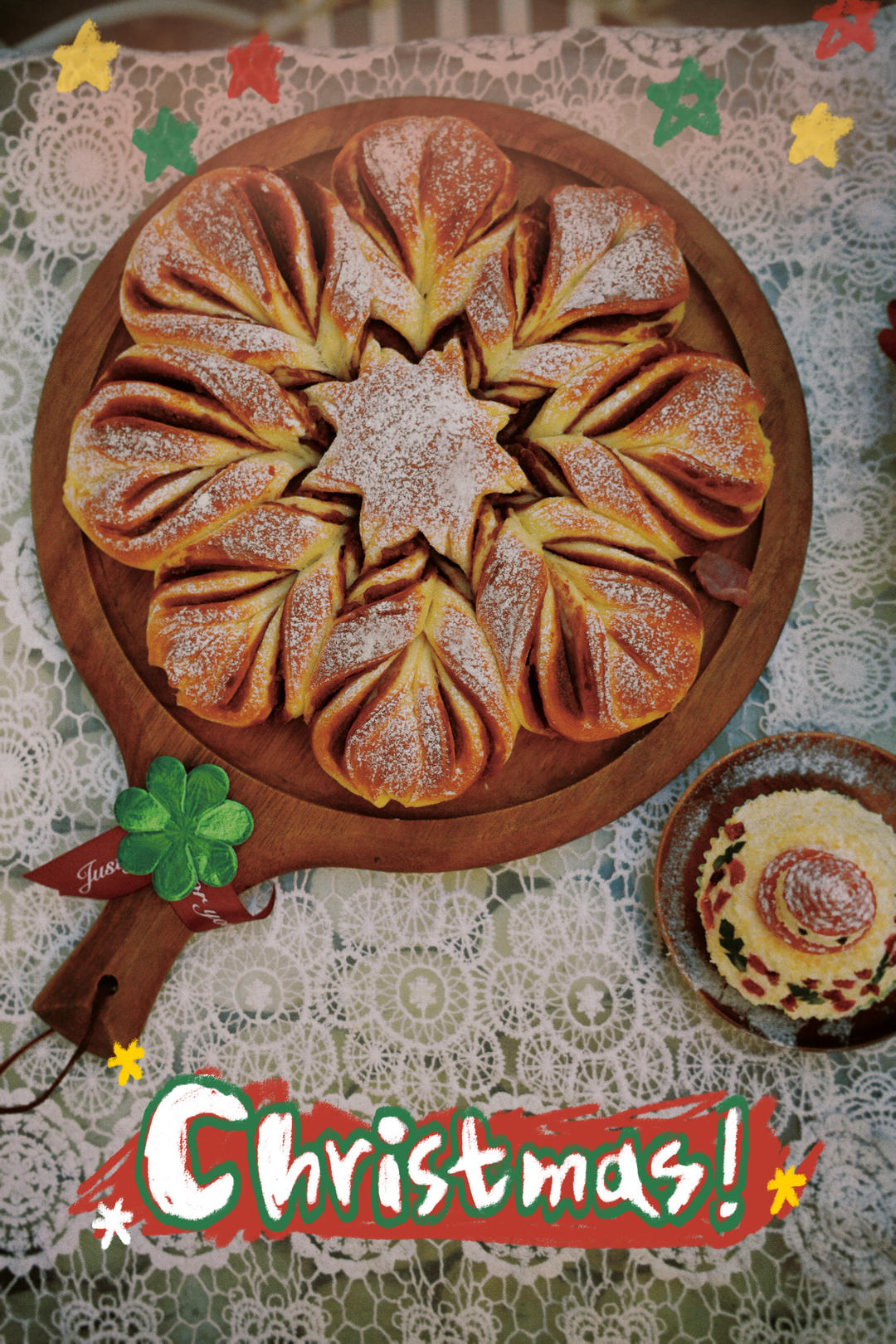 ins风圣诞节雪花豆沙面包---错过了夏天的风秋天的雨 不能再错过冬天的雪花