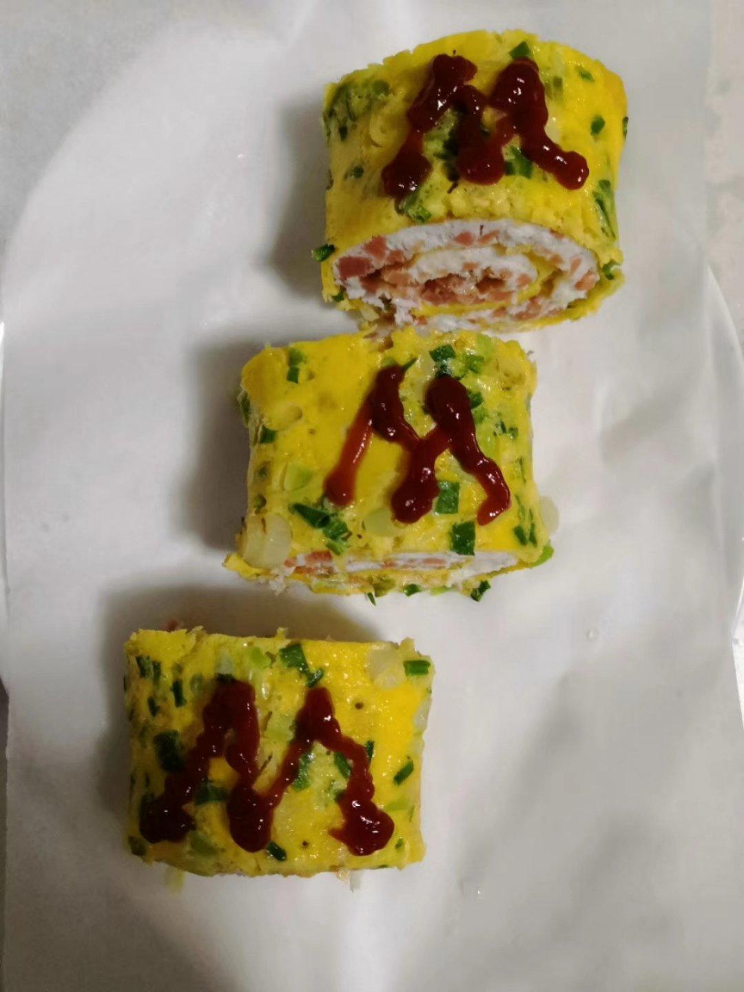 火腿肠葱花鸡蛋饼