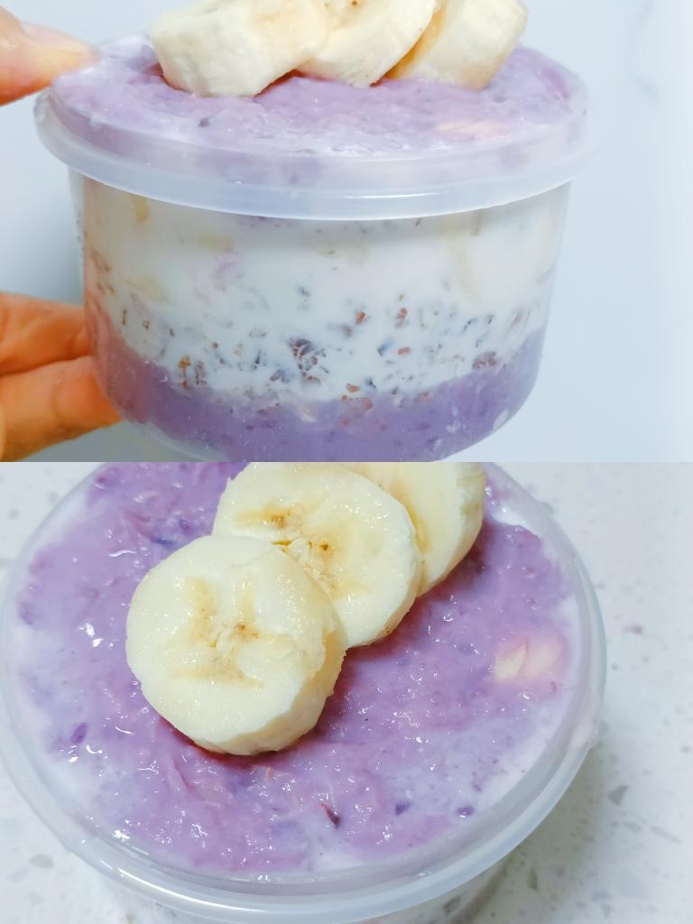 低脂饱腹的芋泥燕麦杯的做法