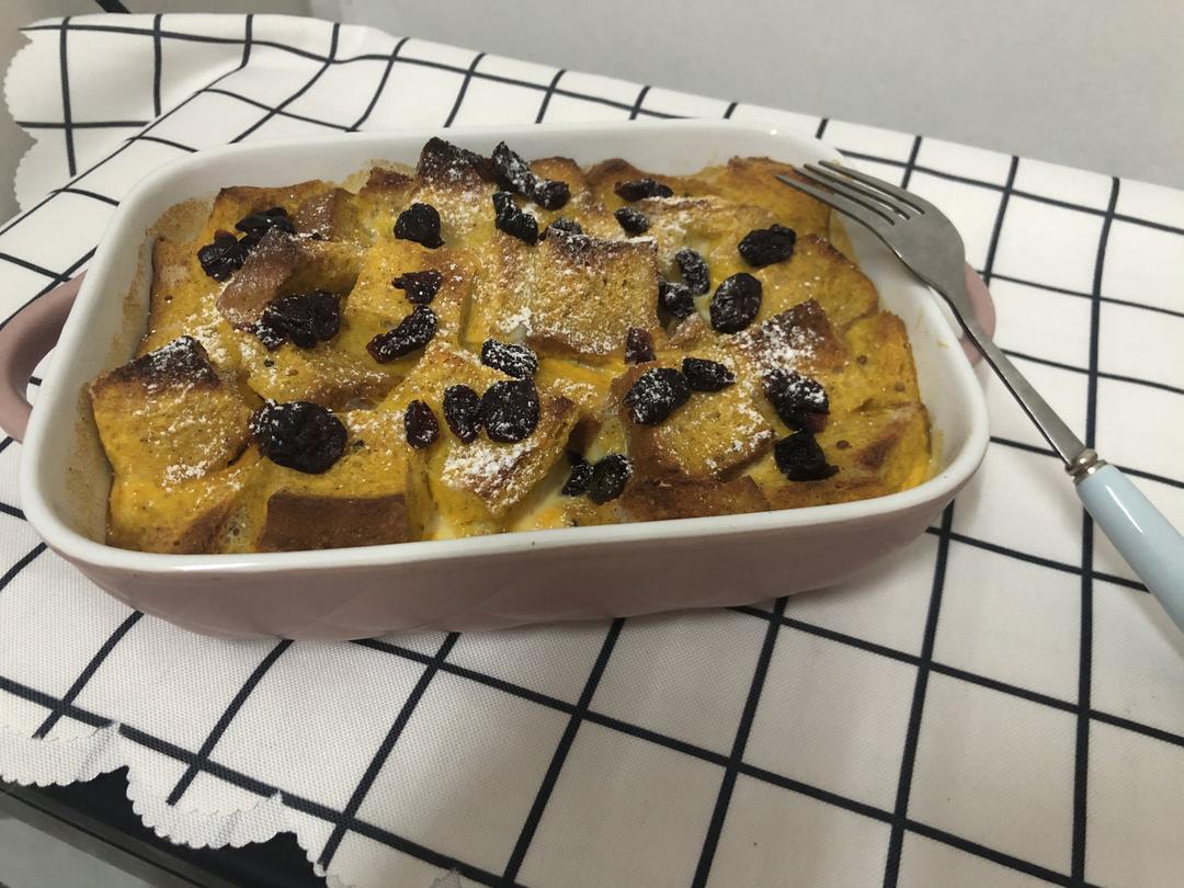 南瓜蔓越莓吐司布丁