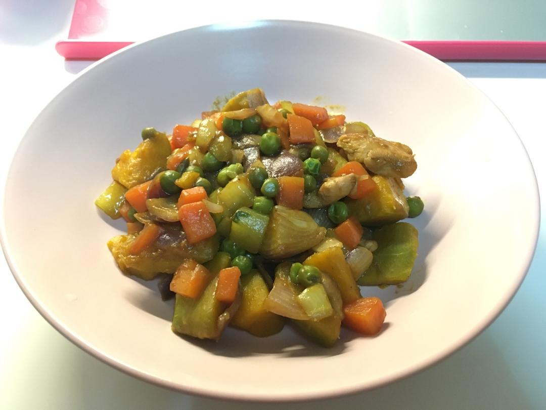 南瓜鸡肉焖饭
