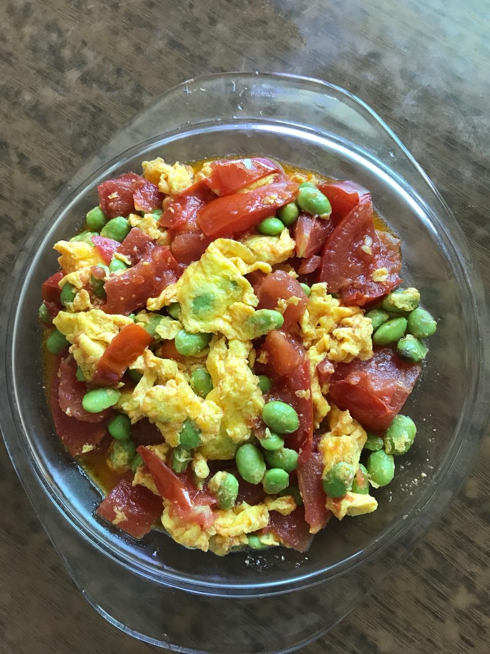 肉末番茄烧毛豆