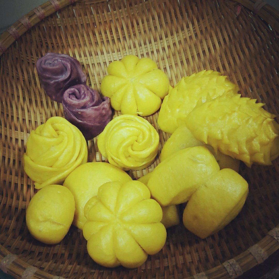 南瓜紫薯花样馒头