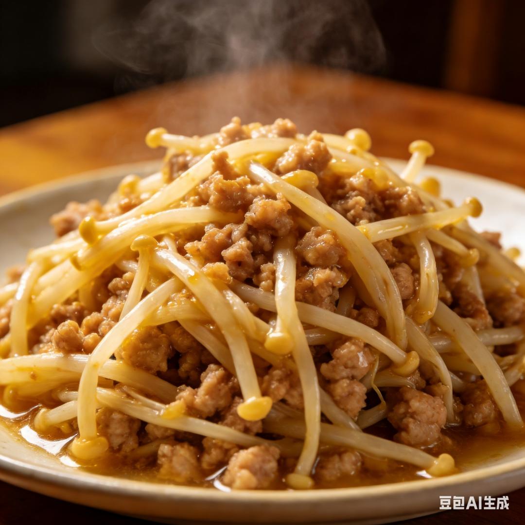 金针菇炒肉糜