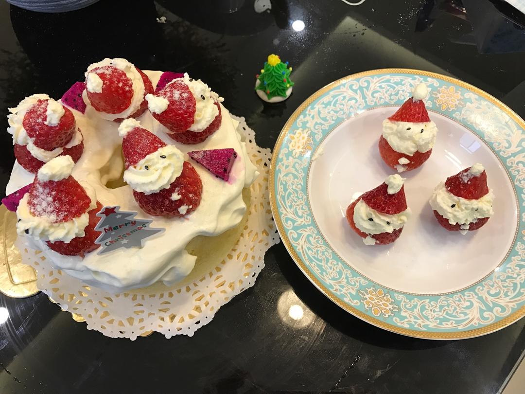 圣诞草莓雪人裸蛋糕～超简单懒人版