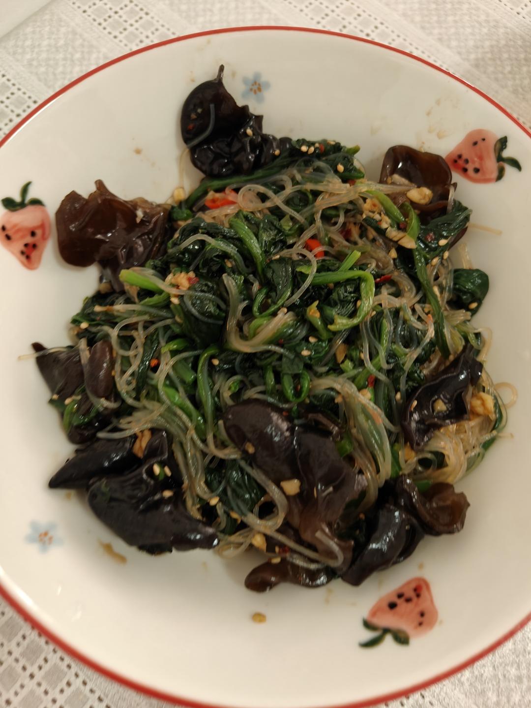 ✅第24道低卡减脂菜✨清脆爽口的凉拌菠菜木耳🌿