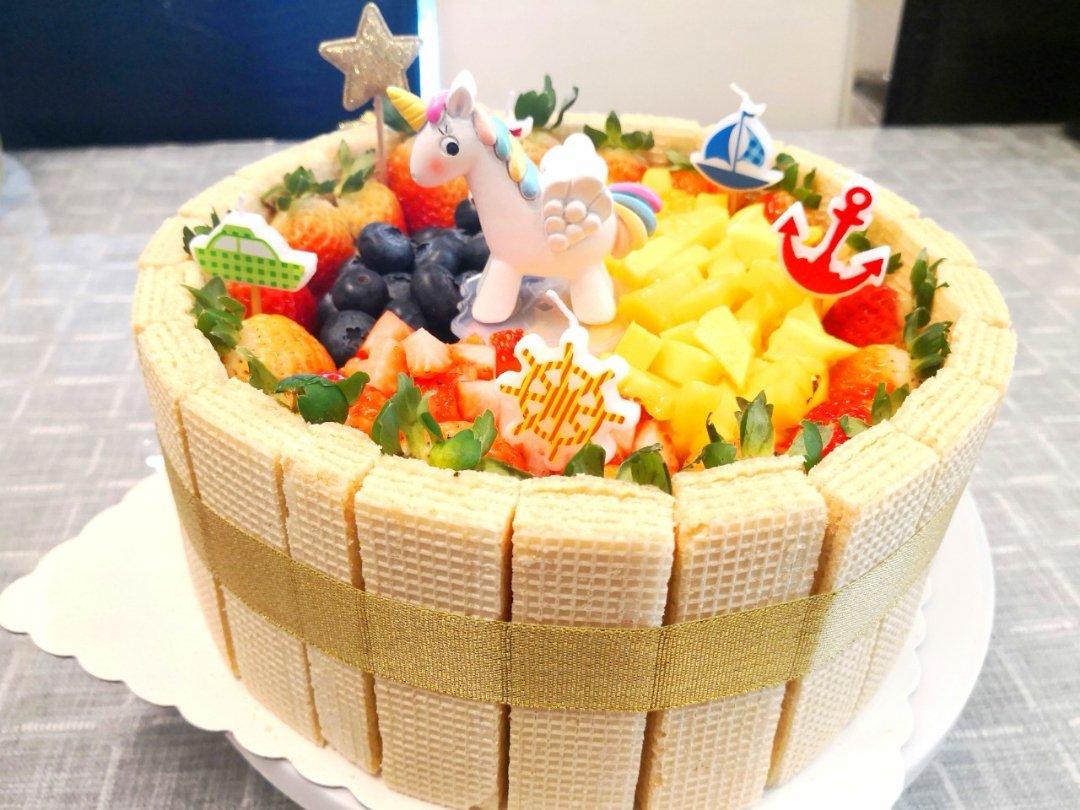 生日蛋糕教程【威化饼干围边】