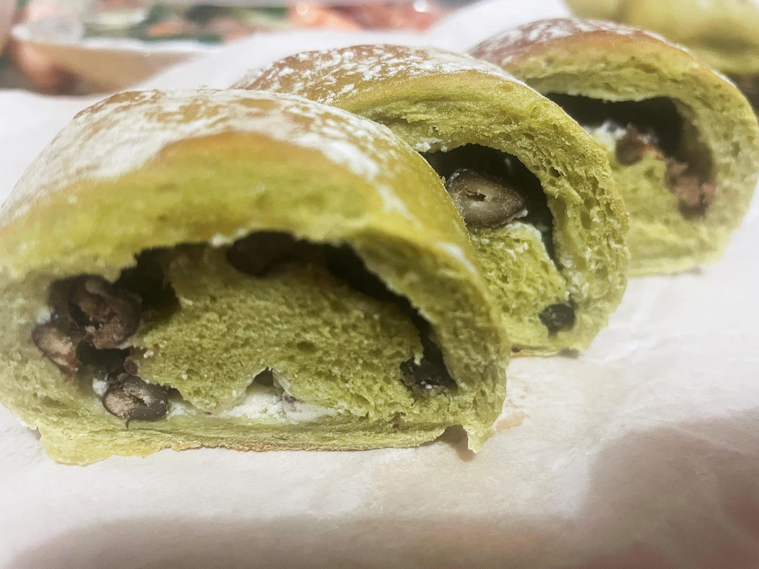 抹茶蜜豆面包