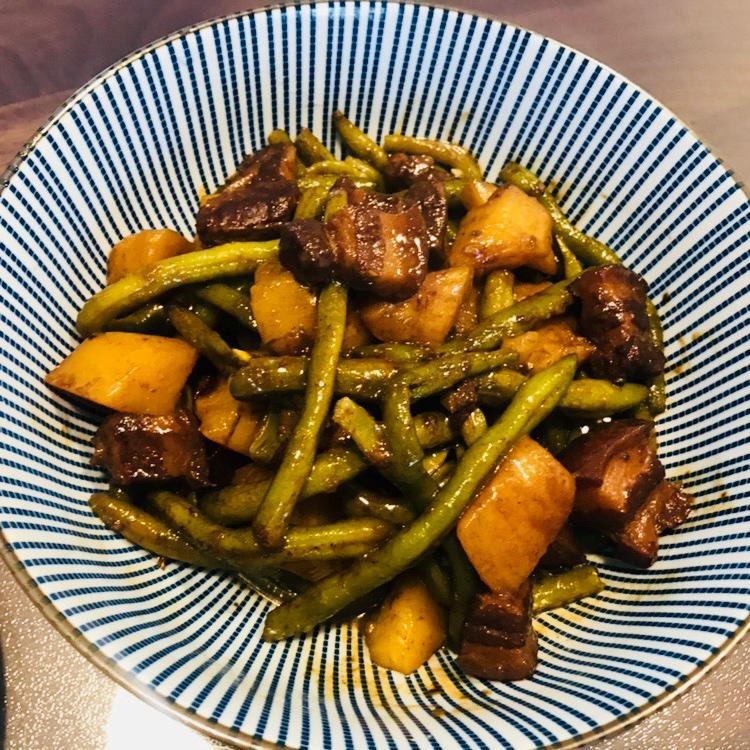 红烧肉炖豆角