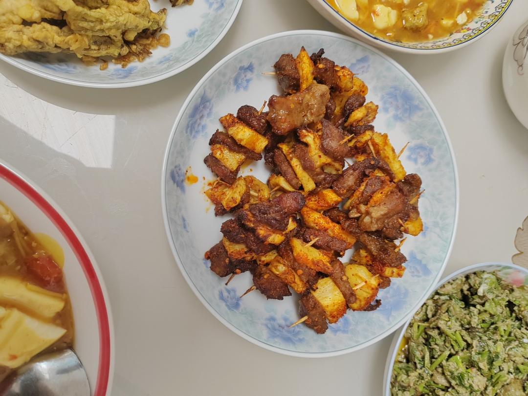 减脂期也可以吃的空气炸锅版菠萝牛肉串