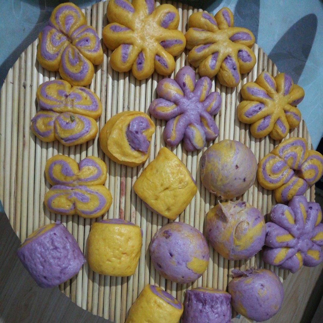 南瓜紫薯花样馒头