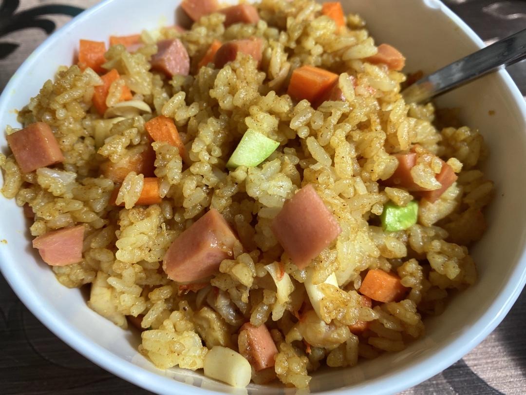翻滚吧💥虾仁咖喱炒饭