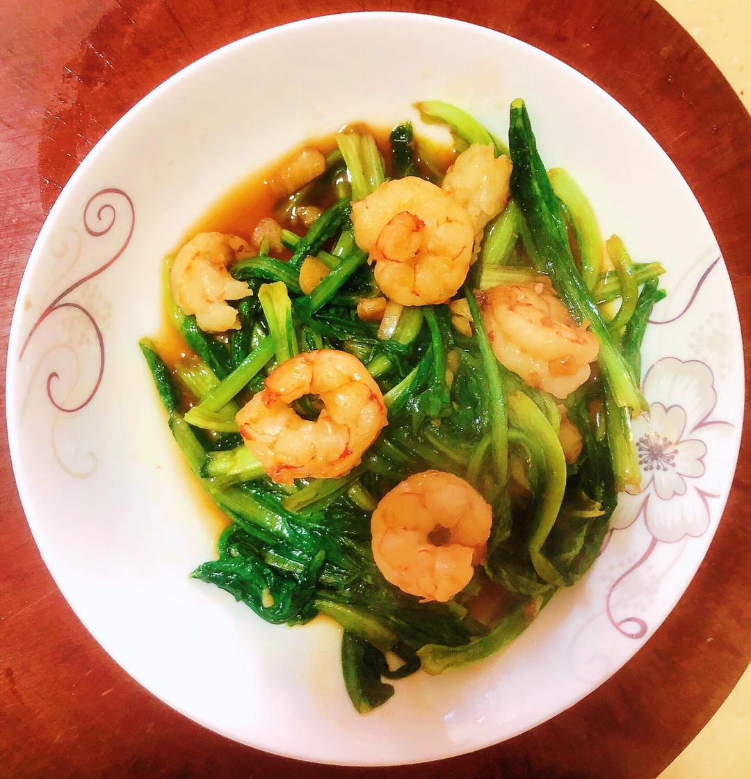蒜蓉虾仁油麦菜
