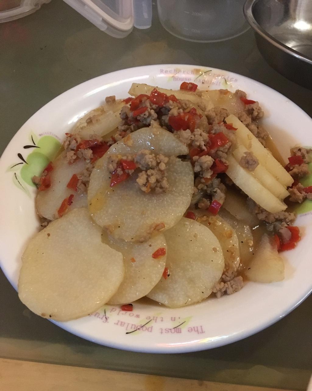 肉末炒脆淮山（超下饭）