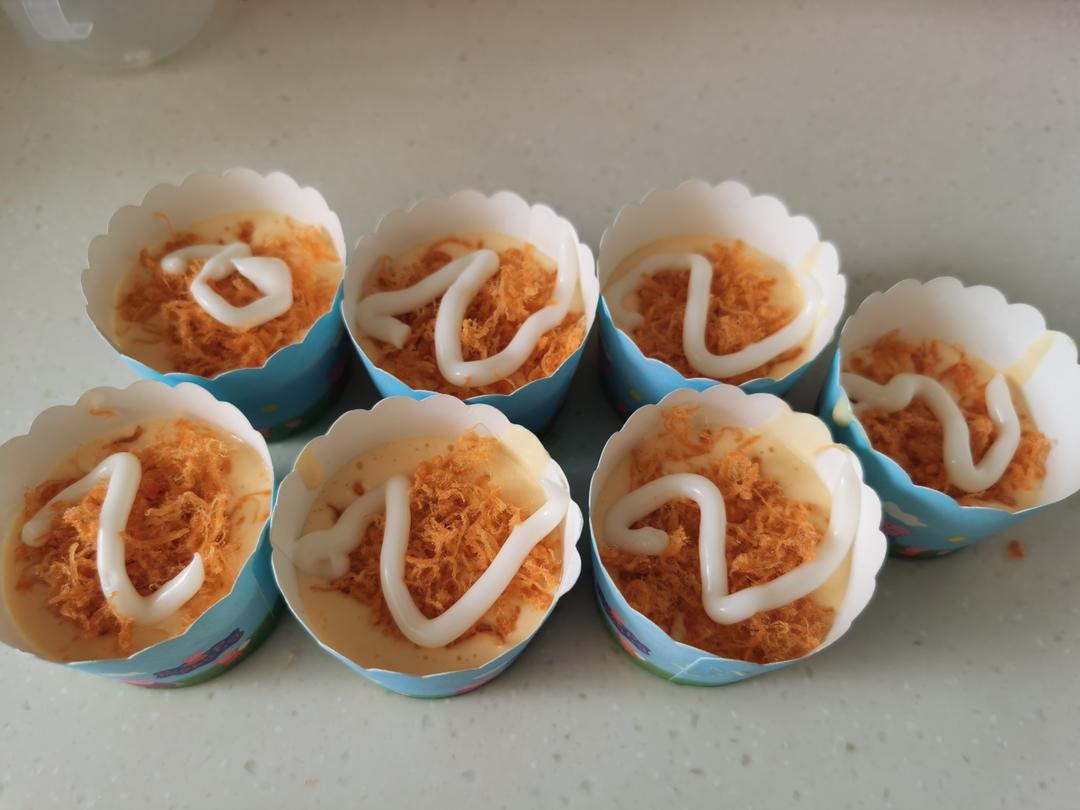 超级松软的香葱肉松火腿杯子蛋糕，不塌陷不回缩，料足巨好吃