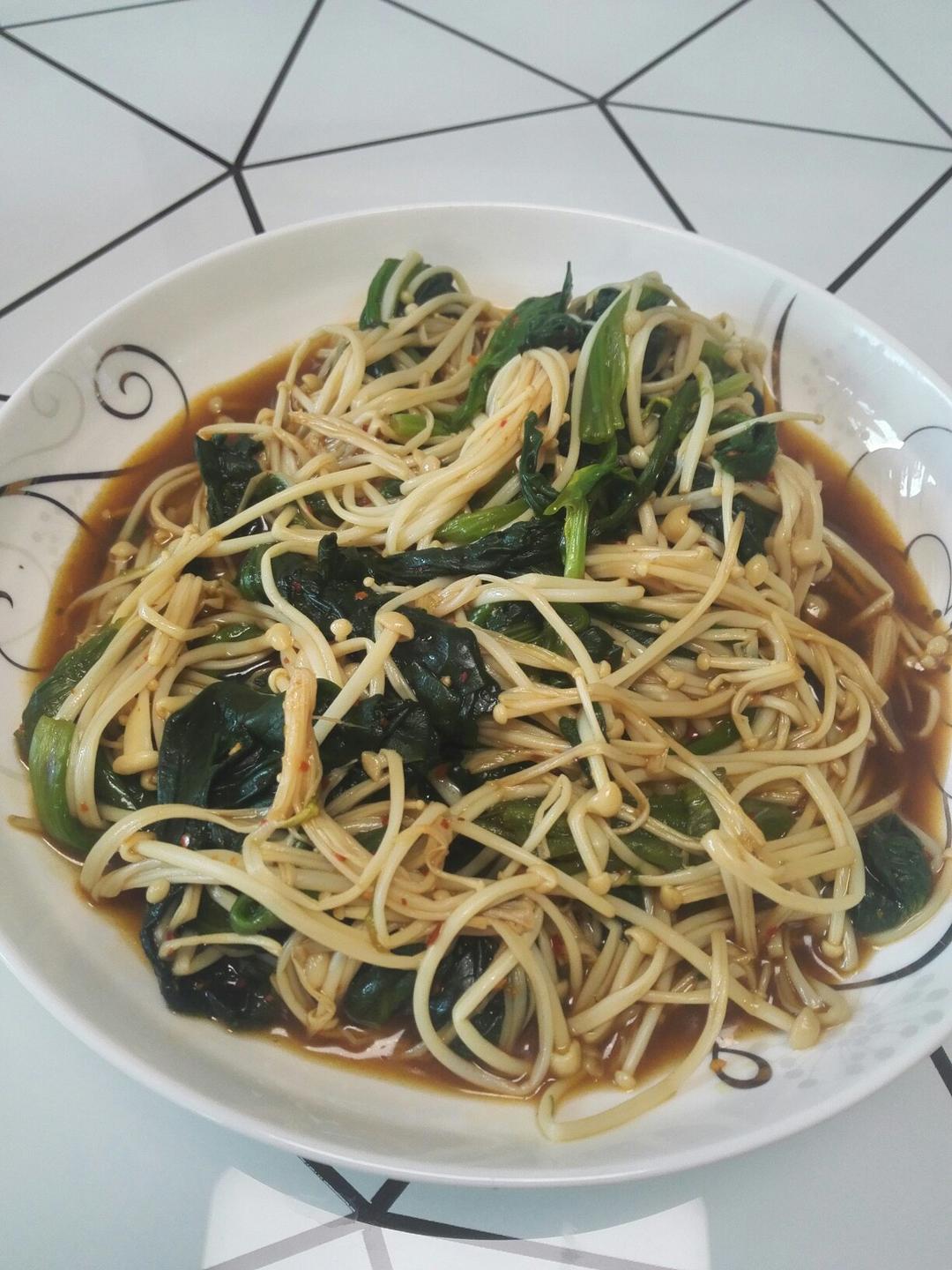 凉拌菠菜金针菇