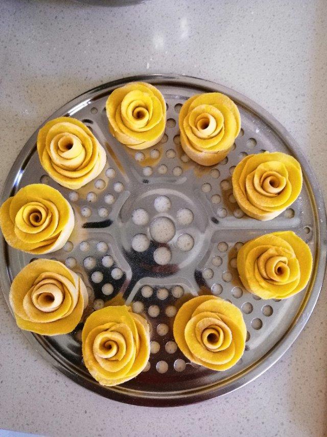 南瓜玫瑰馒头（一次发酵法）