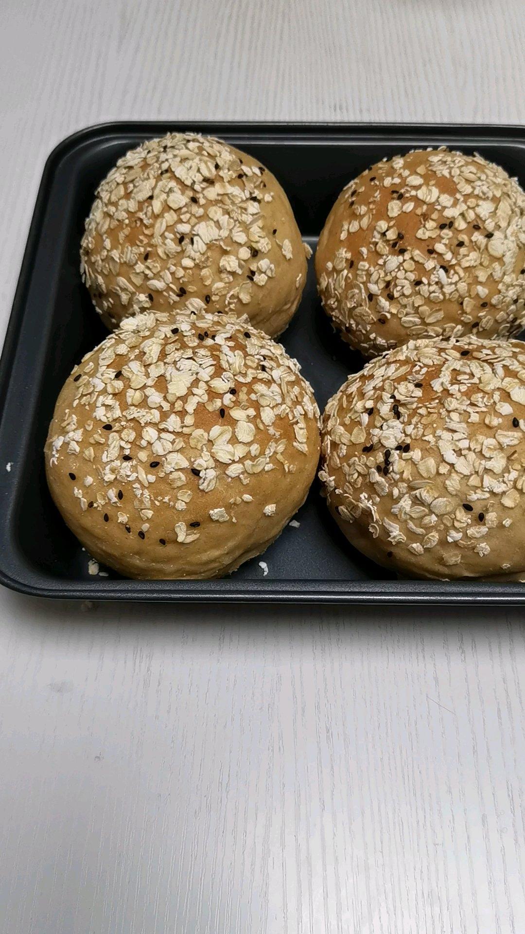 🍔低卡全麦汉堡胚｜低糖低油｜超柔软｜一次发酵｜省时省力