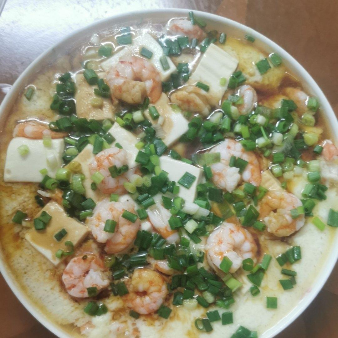 鸡蛋水豆腐蒸虾仁