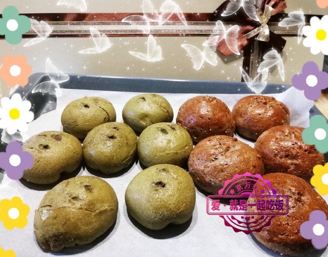 抹茶豆沙小面包（无油脂）
