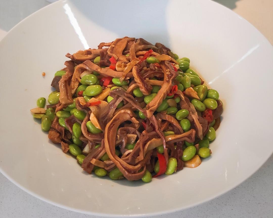 227 辣炒毛豆猪肚丝的做法