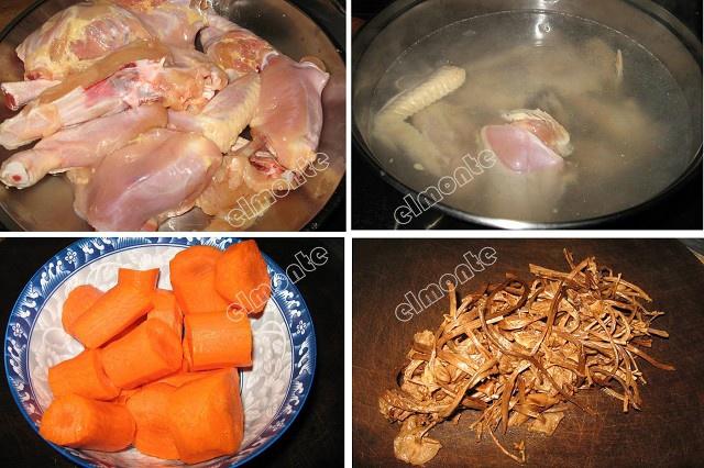 淮山茶树菇鸡汤的做法 步骤2
