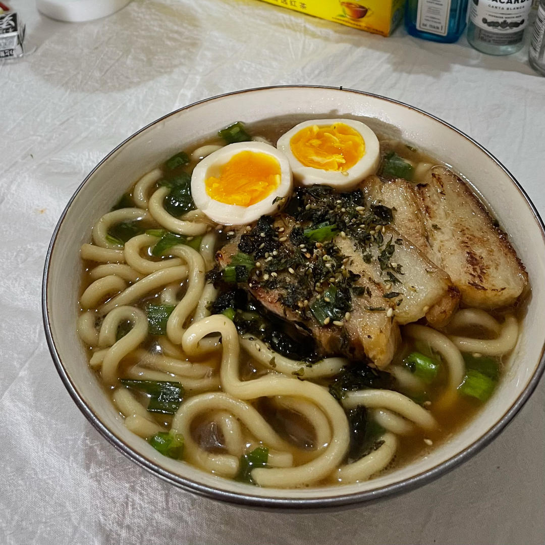 自制叉烧酱油乌冬面 Braised Belly with Shoyu Udon