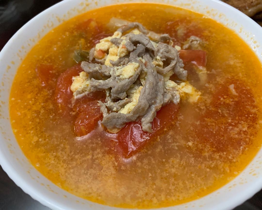 番茄肉丝鸡蛋榨菜汤的做法