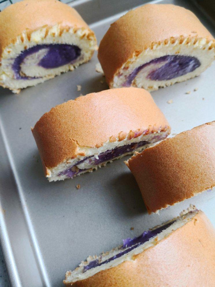 jindolphin做的卷不裂的芋泥蛋糕卷