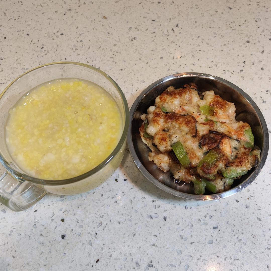 茄子青椒虾饼
