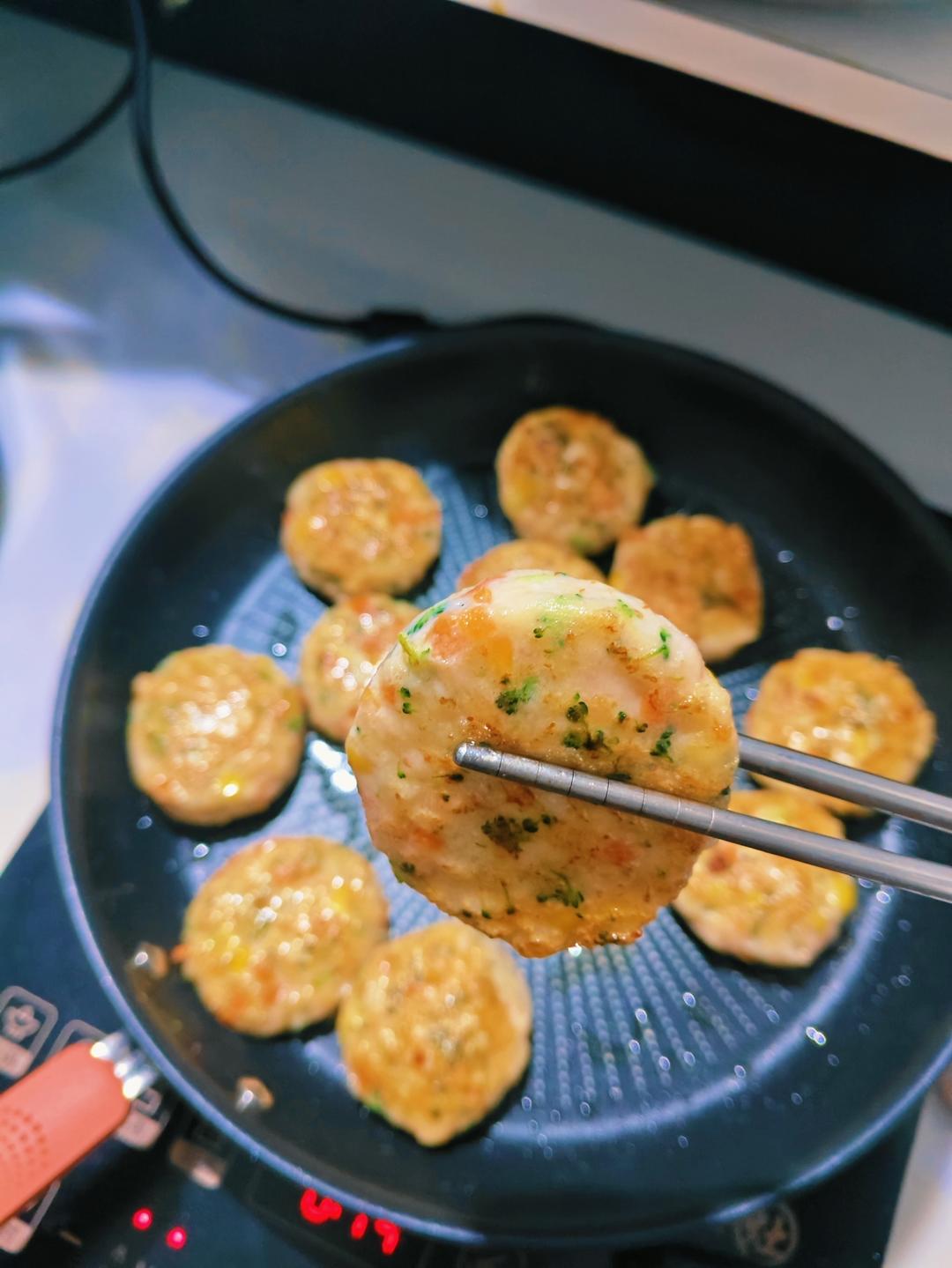 【女儿极力推荐】虾饼颗粒感玉米粒胡萝卜丁早餐搭档满口虾肉健身减脂蛋白质