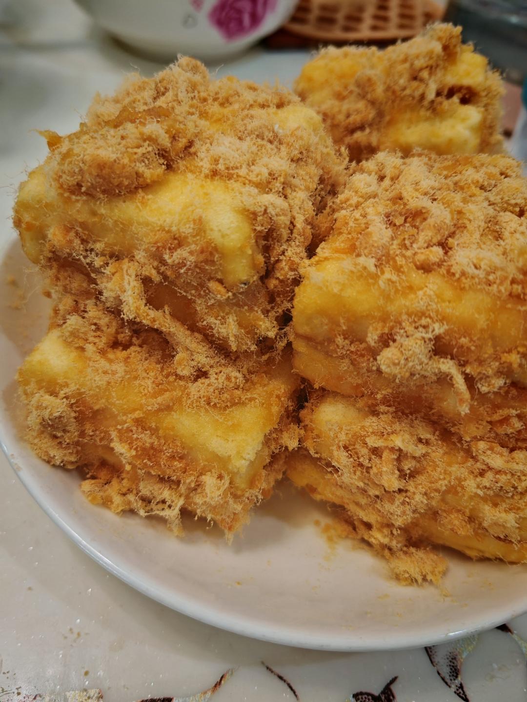 不用卷的肉松蛋糕～