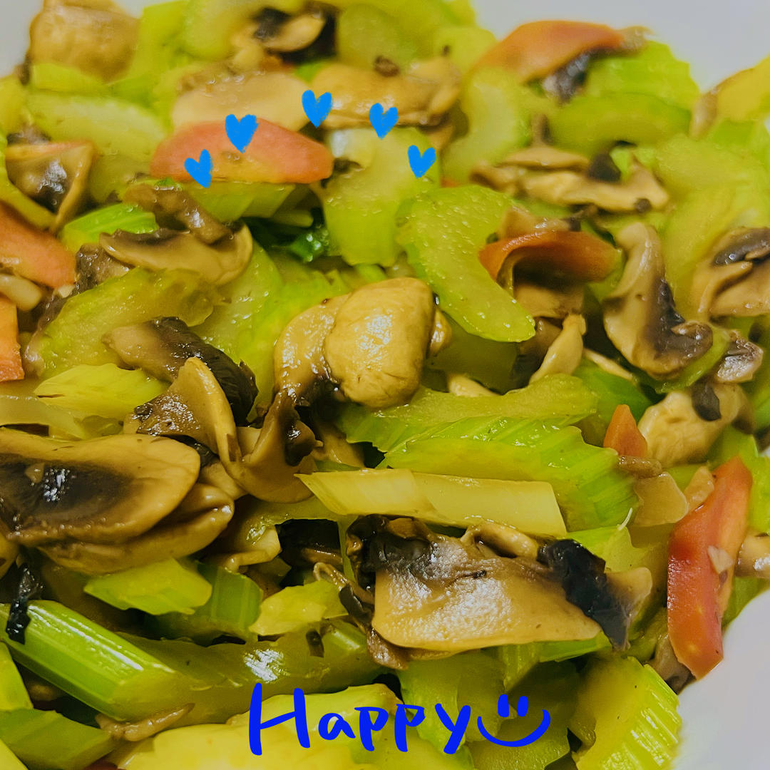 芹菜炒香菇丨越吃越上瘾,简单又清淡,家常美味！！
