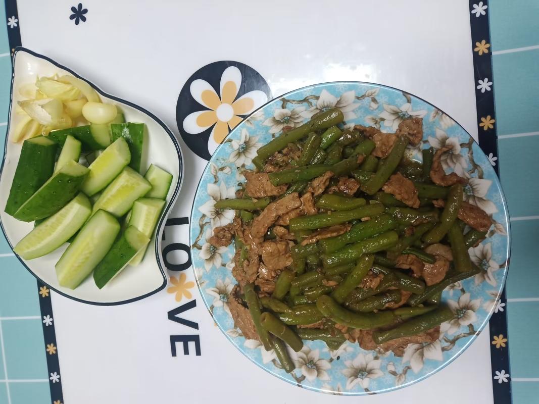 肉炒线豆