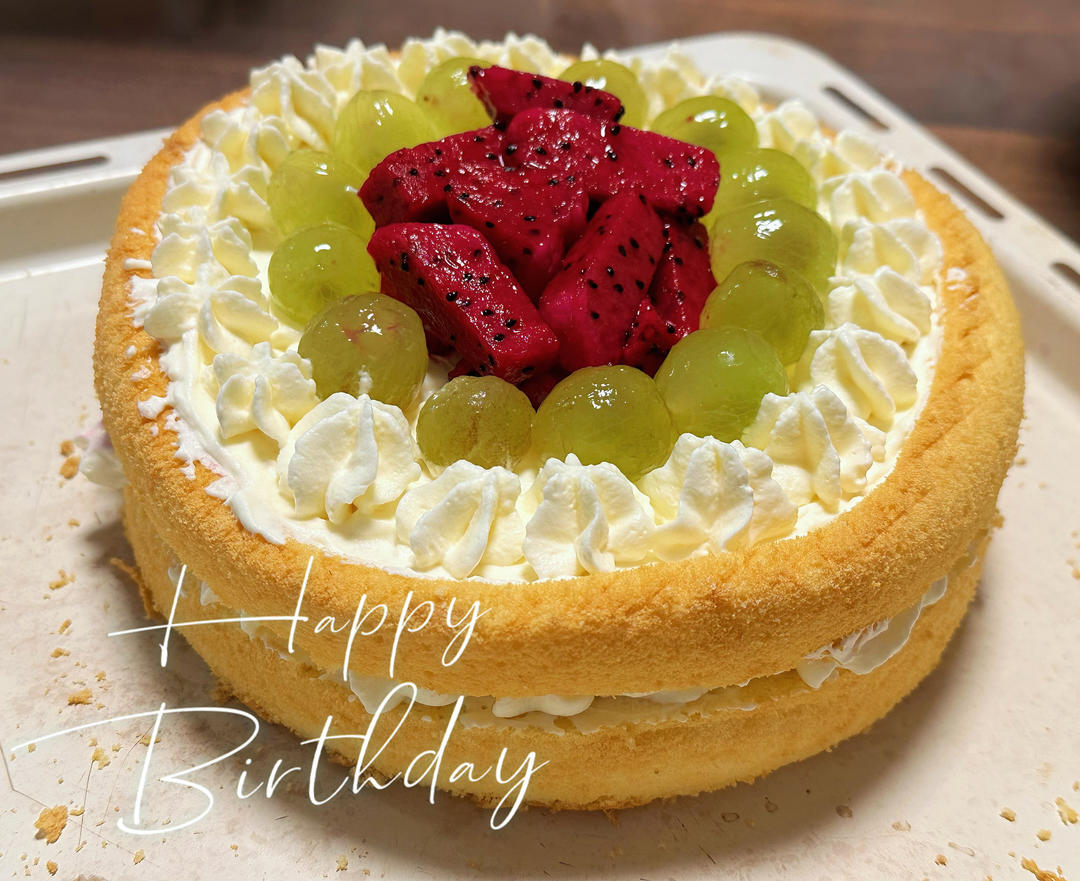 不会抹奶油也可以做的水果裸蛋糕～