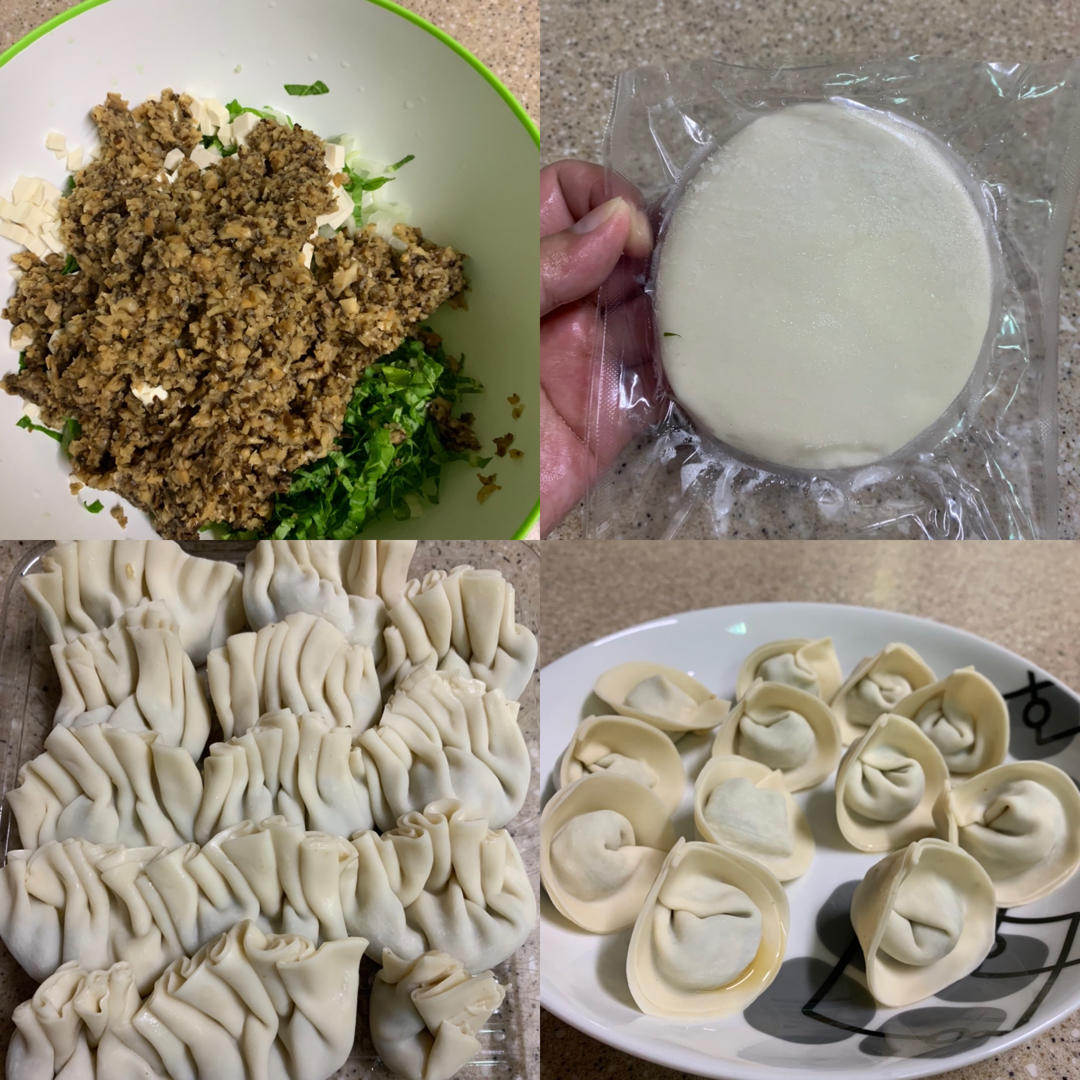 荠菜香菇馄饨/饺子/锅贴·素
(附包馄饨小技巧🤓)