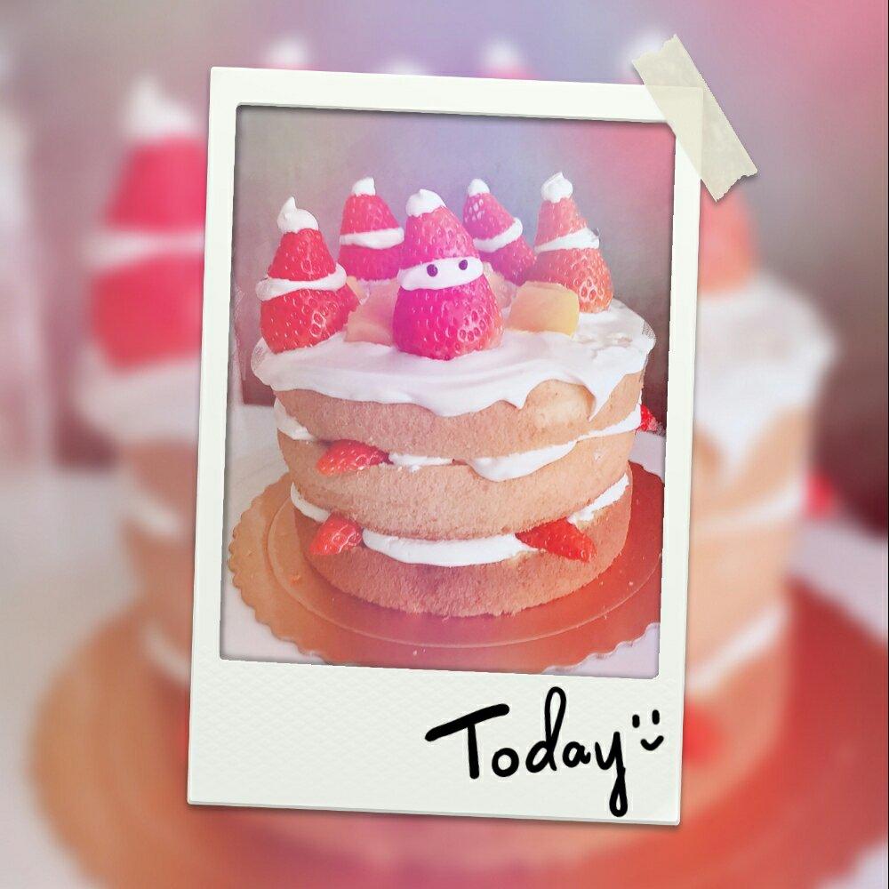 圣诞草莓雪人 红丝绒戚风裸蛋糕