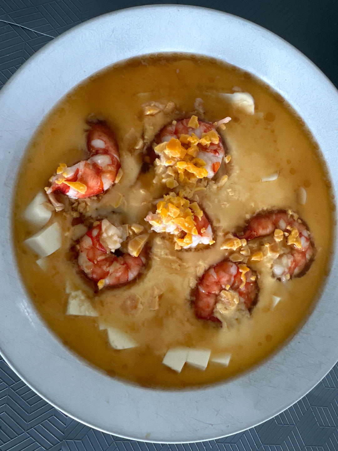虾仁豆腐蒸水蛋