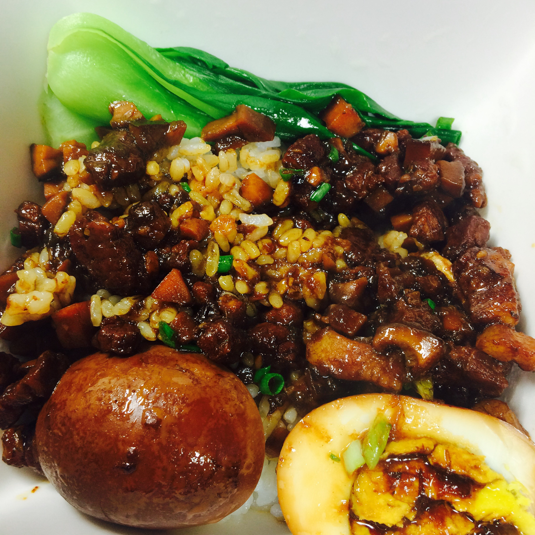 忍冬做的洋葱酥卤肉饭